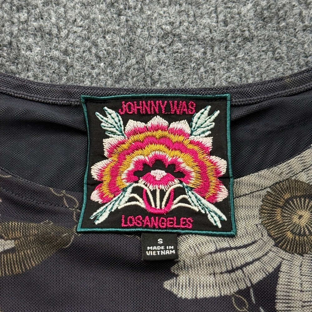Johnny Was Mesh Floral Top Sm Corinthe Boho Ethereal Artsy Romantic Whimsigoth - Picture 4 of 13